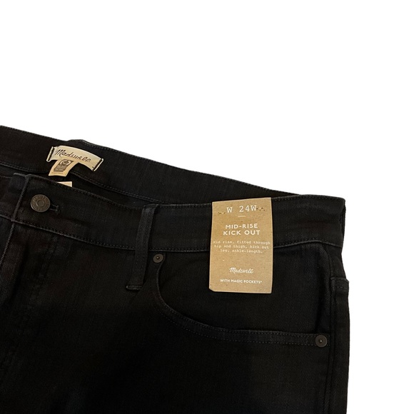 Madewell Plus Mid Rise Kick Out Crop Jeans Black Size 24W - Picture 2 of 4